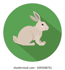 Cute rabbit on green background. Vector illustration.