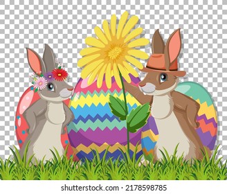 Cute rabbit on grid background illustration