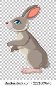 Cute rabbit on grid background illustration