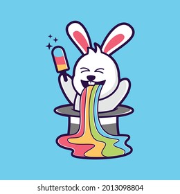conejo lindo en la ilustración portadora del vector de la paleta