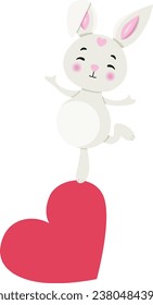Cute rabbit on top of heart
