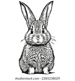 Cute Rabbit on white background, hand draw illustration hare
