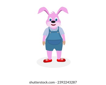 Cute rabbit on a white background.