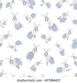 Cute rabbit on white background pattern. Animal seamless pattern design. 