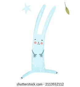 Cute rabbit on white  isolated background