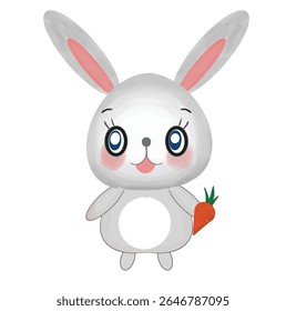 cute rabbit and orange carrot