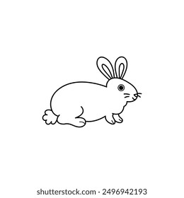 Cute rabbit outline clip art , vector isolated , coloring page , easy
