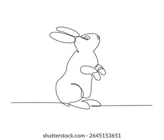 Cute rabbit outline drawing illustration. one continuous line drawing of bunny.