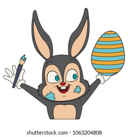 Cute rabbit painting easter egg