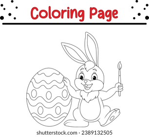 Página de coloreado de huevo de Semana Santa de Pintado de Conejo Cute para niños