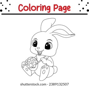 Página de coloreado de huevo de Semana Santa de Pintado de Conejo Cute para niños