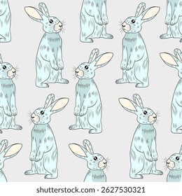 Cute rabbit pattern design, white isolate background