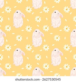 Padrão de coelho bonito no fundo amarelo