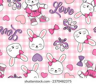 cute rabbit patterns design for girl  love bunny
