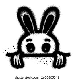 cute rabbit peeking in graffiti style