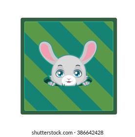 Cute rabbit peeking out of a hole - coaster
