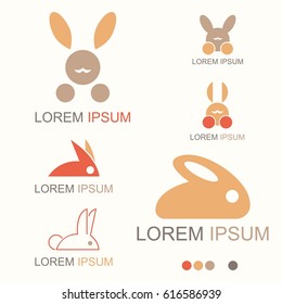 Cute Rabbit Pet Logo - Vector