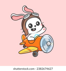 Cute Rabbit Pilot Flight With Plane Cartoon Vector Icon
Illustration. Animal Transportation Icon Concept Isolated
Premium Vector. Flat Cartoon Style