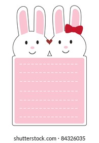 cute rabbit and pink blank sign vector