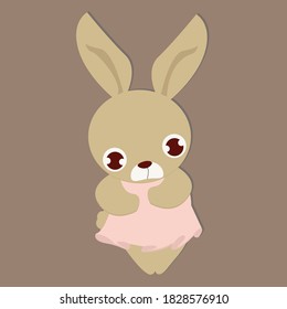 Cute rabbit with pink dress concept. Creative idea design for template, brochure or presentation.