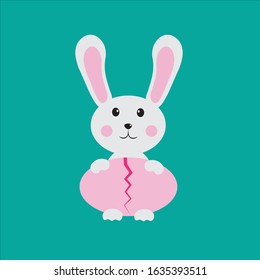 A cute rabbit with pink eggs