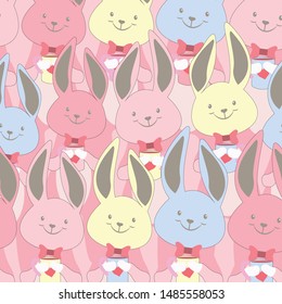 cute rabbit pink repeat pattern background