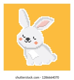 cute rabbit in pixel art