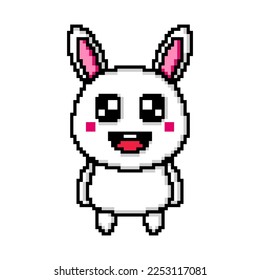 cute rabbit pixel art design vector kawaii