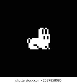 Cute rabbit in pixel art - Cute kawaii style pixel animal in retro 1-bit game style - used for presentations, logo, stickers, icons, and can be applied to t-shirt screen printing