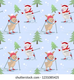 cute rabbit play skate  pattern