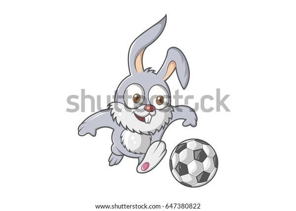 Cute Rabbit Playing Football Vector Illustration Stock Vector (Royalty ...