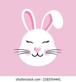Cute rabbit portrait. Cartoon vector illustration of forest hare face. Design for baby clothes, cards, poster, textile, print, patterns and more.
