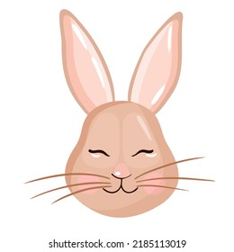 Cute rabbit portrait. Cartoon vector illustration of forest hare face. Design for baby clothes, cards, poster, textile, print, patterns and more.