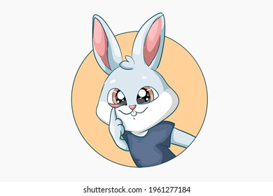 A cute rabbit with cute pose illustration