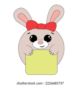 Cute Rabbit with poster without text in color for congratulation