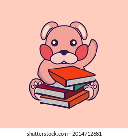 Cute rabbit reading a book.
