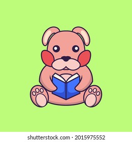 Cute rabbit reading a book.