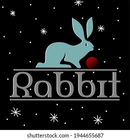 Cute rabbit and red ball logo