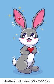 Cute rabbit with red heart
