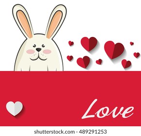 cute rabbit with red heart