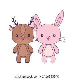 cute rabbit with reindeer animals character