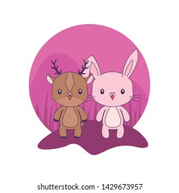cute rabbit with reindeer animals character