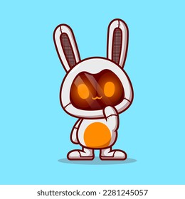 Cute Rabbit Robot Cartoon Vector Icon Illustration. Animal Technology Icon Concept Isolated Premium Vector. Flat Cartoon Style