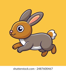 Cute Rabbit Running Cartoon Vector Icon Illustration Animal Nature Icon Isolated Flat Vector