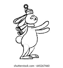 cute rabbit with scarf winter christmas image