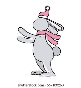 cute rabbit with scarf winter christmas image