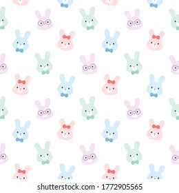 Cute rabbit seamless background repeating pattern, wallpaper background, cute seamless pattern background