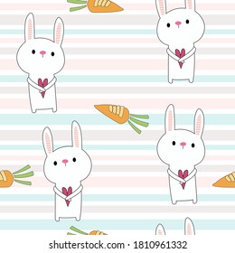 Cute rabbit seamless pattern. Baby shower design. Seamless pattern can be used for wallpapers, pattern fills, surface textures