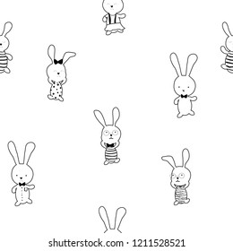 Cute Rabbit seamless pattern background