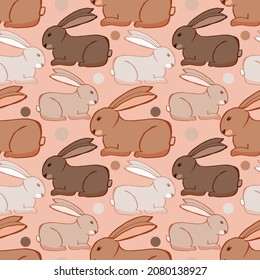 Cute Rabbit seamless pattern background. Vector flat cute polka dots template, simple minimal illustration. fabric and paper design